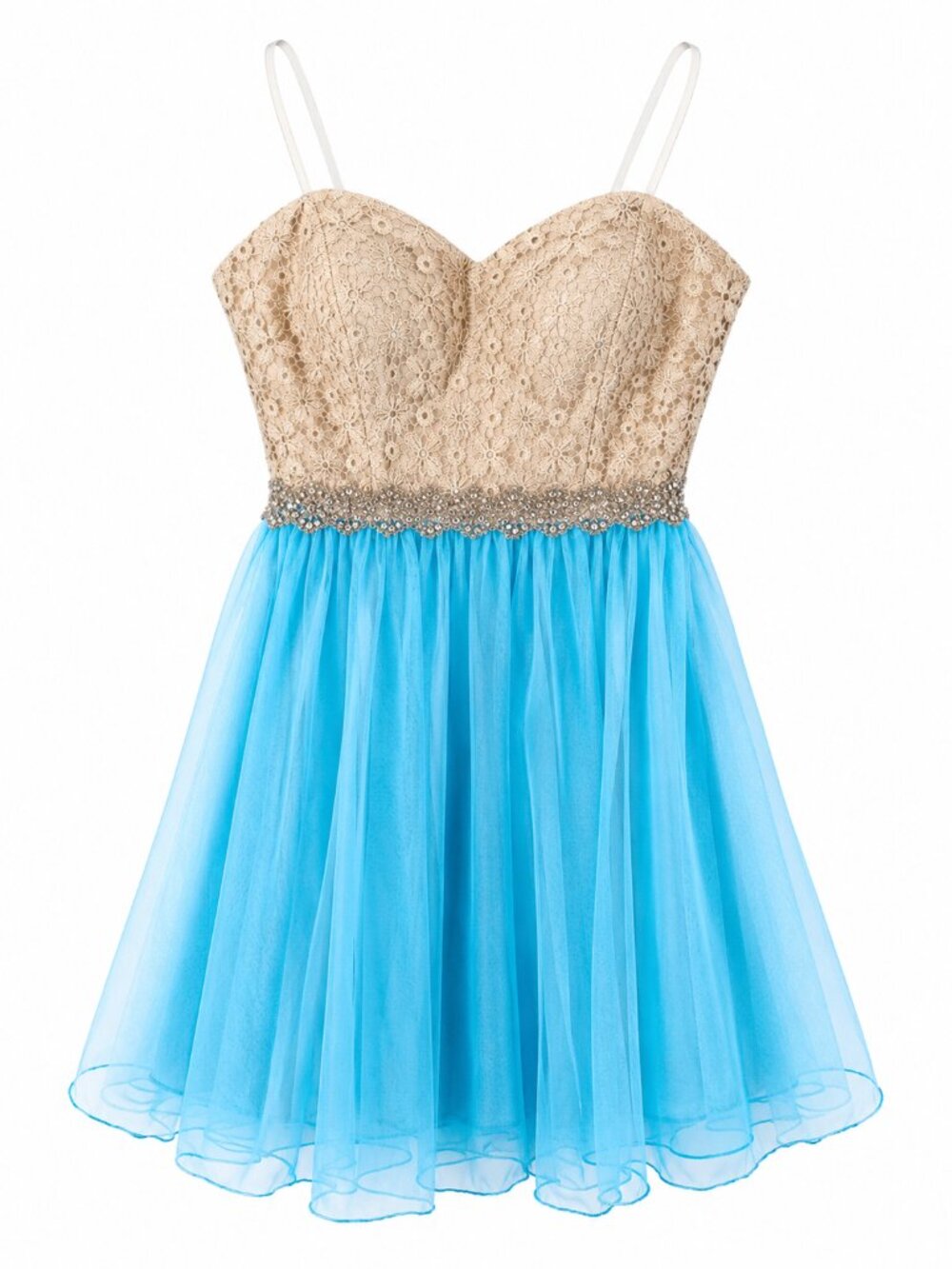 City Studio Y2K Homecoming Mini Dress Blue Gold Lace Chiffon NWT Size 11